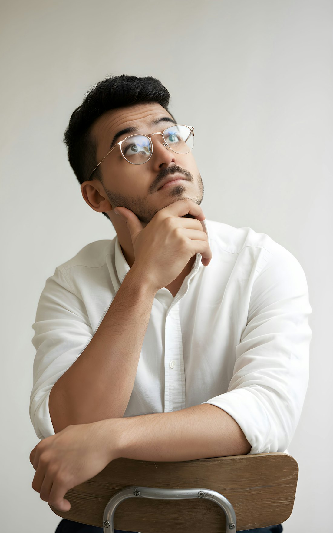 A man sitting with his chin resting on his hand